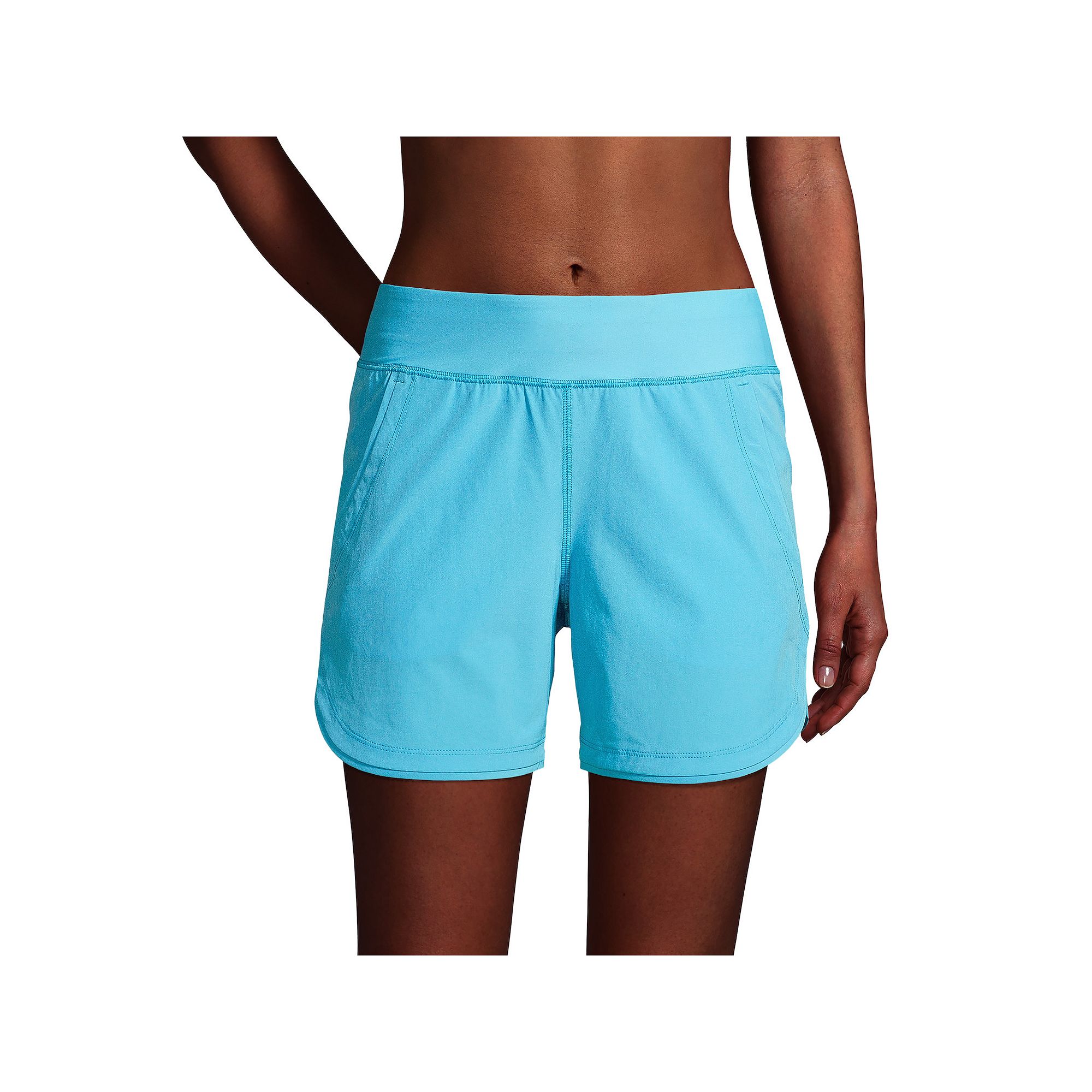 Womens Lands End 5 Quick Dry Swim Shorts With Panty, Size: 16, Turquoi