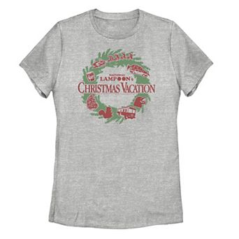 Juniors' National Lampoon's Christmas Vacation Holiday Wreath Poster Tee