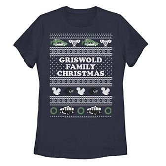 Juniors' National Lampoon's Christmas Vacation Griswold Family Ugly Christmas Sweater Tee