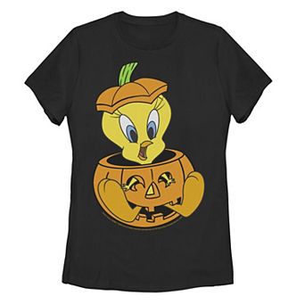 Juniors' Looney Tunes Tweety Bird Halloween Pumpkin Tee