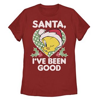 Juniors' Looney Tunes Tweety "Santa I've Been Good" Christmas Tee