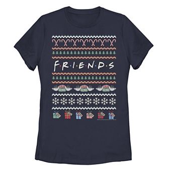 Juniors' Friends Ugly Christmas Sweater Style Logo Tee