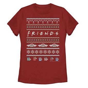 Juniors' Friends Ugly Christmas Sweater Style Logo Tee