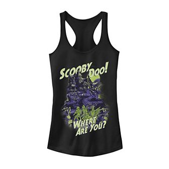 Juniors' Scooby-Doo "Where Are You" Mystery Gang Spooky House Tank Top