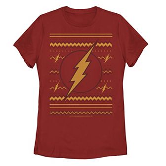 Juniors' DC Comics The Flash Logo Christmas Sweater Style Tee