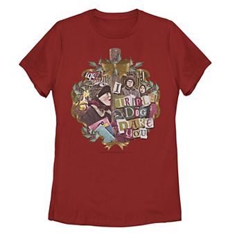 Juniors' A Christmas Story "I Triple Dog Dare You" Collage Wreath Tee
