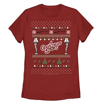 Juniors' A Christmas Story Ugly Christmas Sweater Logo Tee