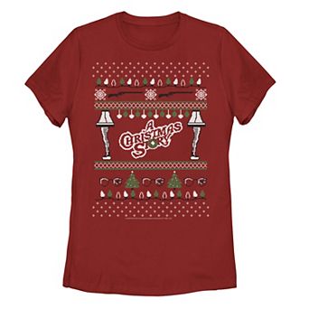 Juniors' A Christmas Story Ugly Christmas Sweater Logo Tee