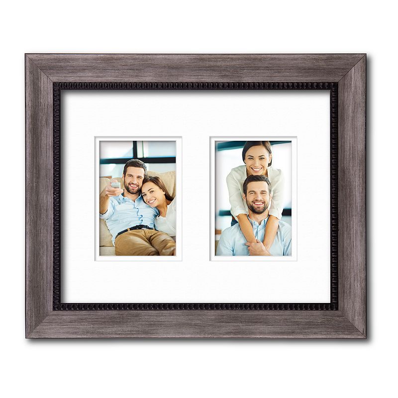 Courtside Market 2-Opening Double Mat 4 x 6 Collage Frame, Black, 11X1