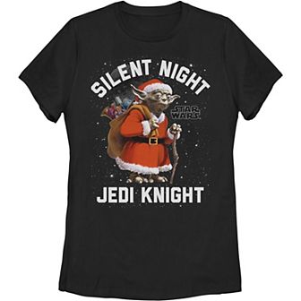 Juniors' Star Wars Silent Knight Yoda Holiday Graphic Tee
