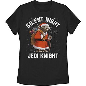 Juniors' Star Wars Silent Knight Yoda Holiday Graphic Tee