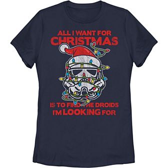 Juniors' Star Wars Holiday Lights Trooper Graphic Tee