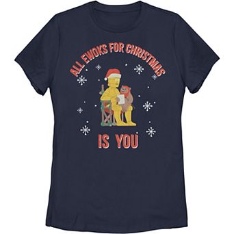 Juniors' Star Wars Christmas C-3PO All Ewoks For Christmas Is You Graphic Tee