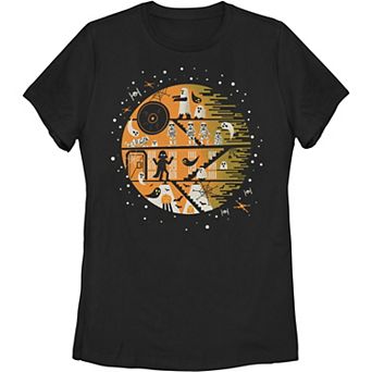 Juniors' Star Wars Death Star With Ghosts Poster Graphic Tee