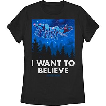 Juniors' Star Wars Santa Vader & The Flying Imperial Walkers Graphic Tee