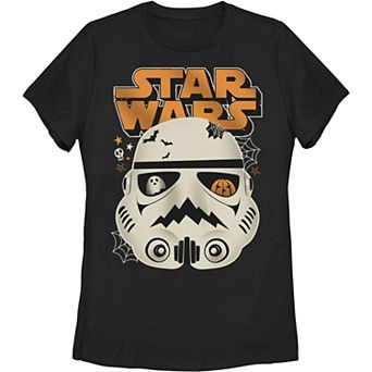 Juniors' Star Wars Trooper Spooky Helmet Logo Graphic Tee