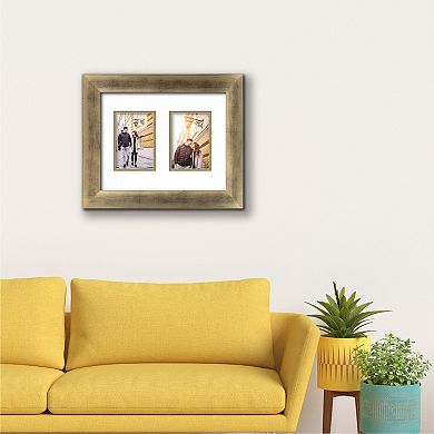 Courtside Market Champagne Finish 2-Opening Two Tone Double Mat 4" x 6" Collage Frame