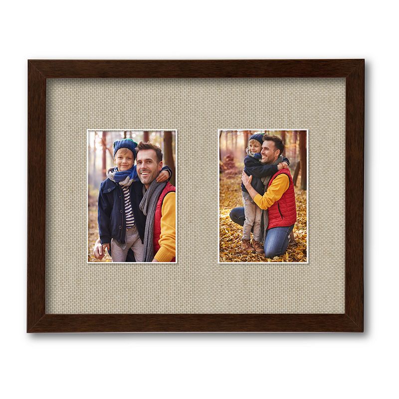 Harvest Collection Walnut Collage Frame with Linen Mat, Brown, 11X14