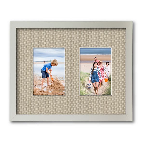 Harvest Collection French White Collage Frame with Linen Mat