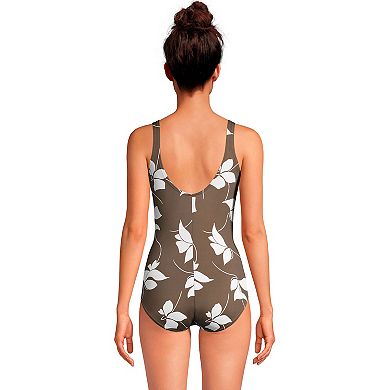 Women's Lands' End Tugless Sporty UPF 50 One-Piece Swimsuit