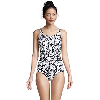 Women's Lands' End Tugless Sporty UPF 50 One-Piece Swimsuit