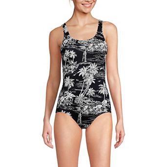 Women's Lands' End Tugless Sporty UPF 50 One-Piece Swimsuit