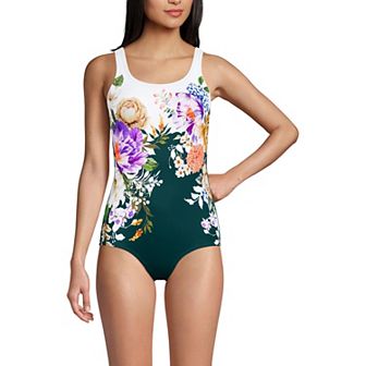 Women's Lands' End Tugless Sporty UPF 50 One-Piece Swimsuit