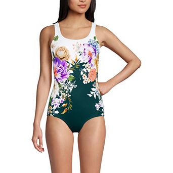 Women's Lands' End Tugless Sporty UPF 50 One-Piece Swimsuit