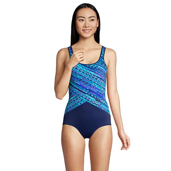 Women S Lands End Tugless Sporty Chlorine Resistant One Piece Swimsuit