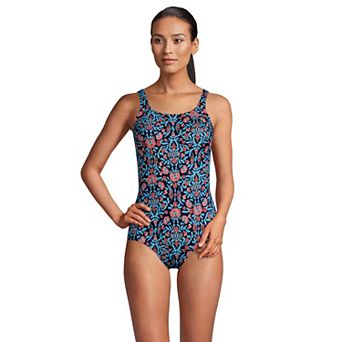 Women's Lands' End Tugless Sporty UPF 50 One-Piece Swimsuit
