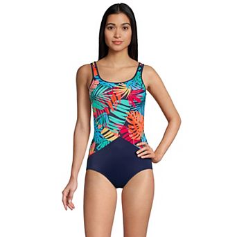 Women's Lands' End Tugless Sporty UPF 50 One-Piece Swimsuit