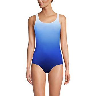 Women's Lands' End Tugless Sporty UPF 50 One-Piece Swimsuit