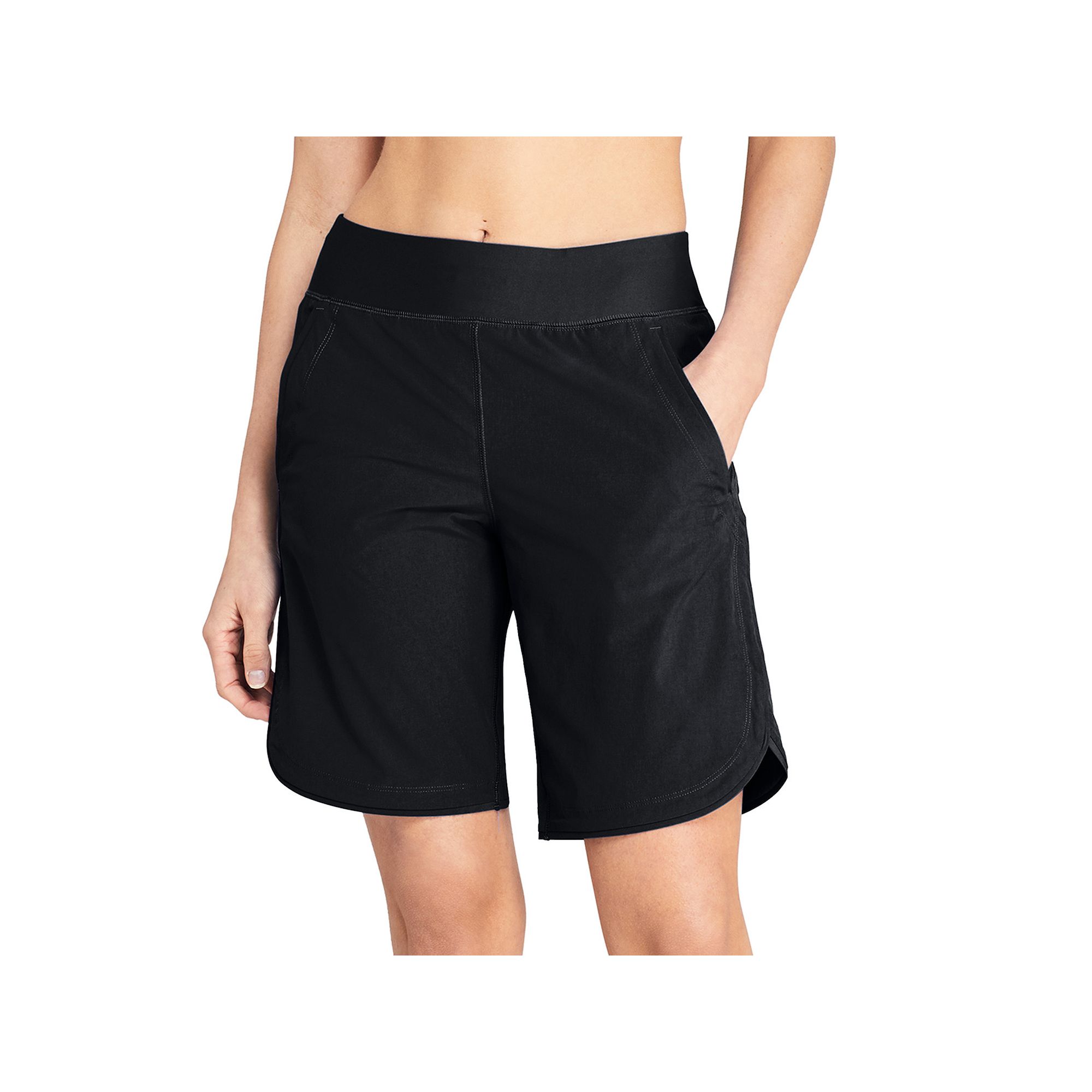 Petite Lands End 9 Quick Dry Elastic Waist Swim Board Shorts Cover-up W