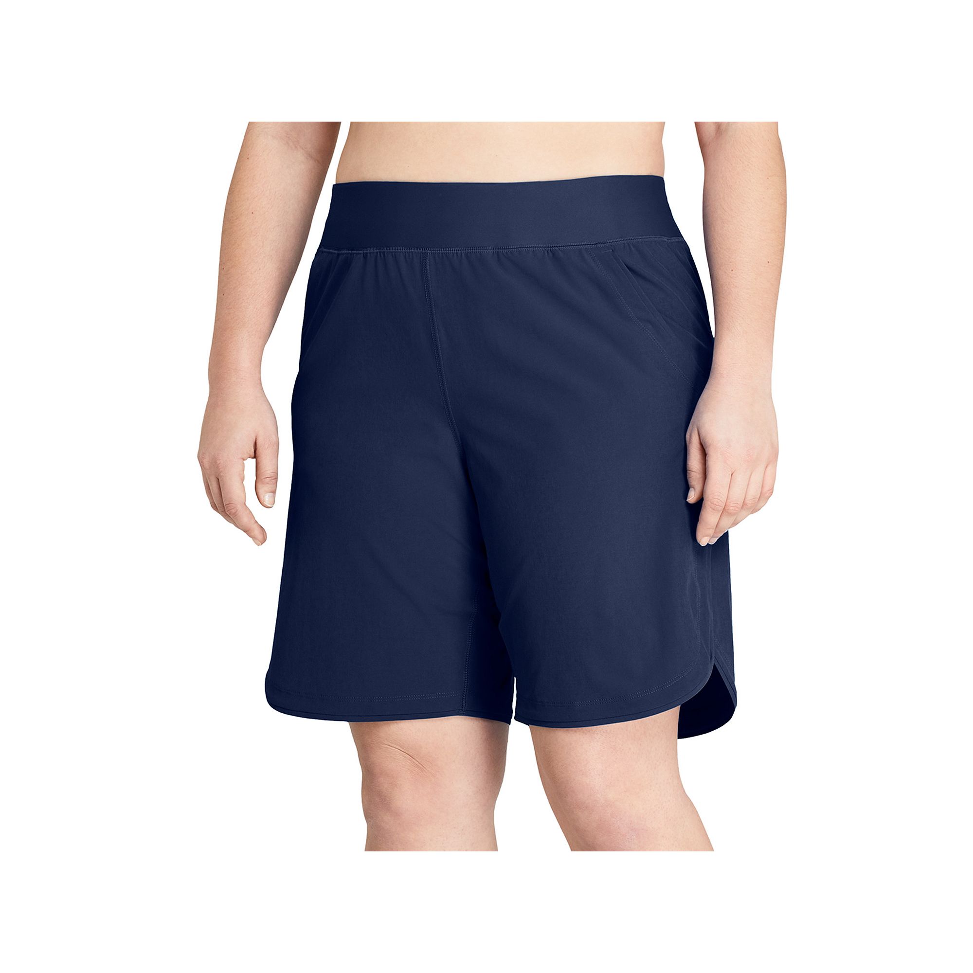 Petite Lands End 9 Quick Dry Elastic Waist Swim Board Shorts Cover-up W