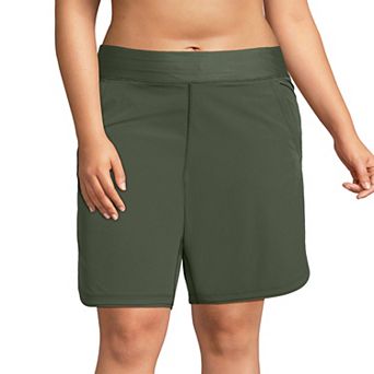 Plus Size Lands' End 9" Quick Dry Swim Board Shorts With Panty