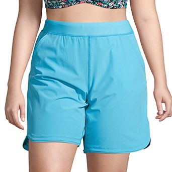 Plus Size Lands' End 9" Quick Dry Swim Board Shorts With Panty