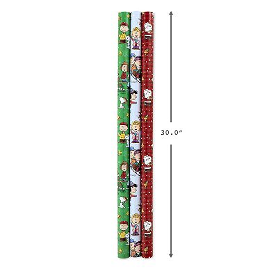 Hallmark Christmas Peanuts Wrapping Paper 3-Pack