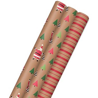 Hallmark Kraft Christmas Wrapping Paper 3-pack