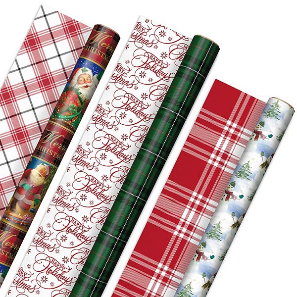 Hallmark Reversible Vintage Christmas Wrapping Paper 3-Pack