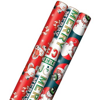 Hallmark Vintage Santa & Snowman Christmas Wrapping Paper 3-Pack