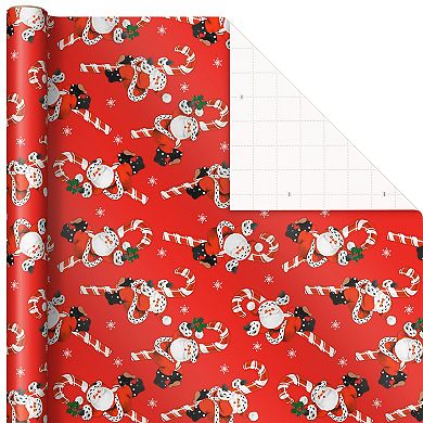 Hallmark Vintage Santa & Snowman Christmas Wrapping Paper 3-Pack