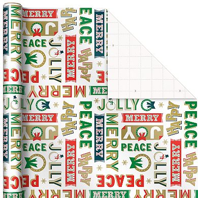 Hallmark Vintage Santa & Snowman Christmas Wrapping Paper 3-Pack