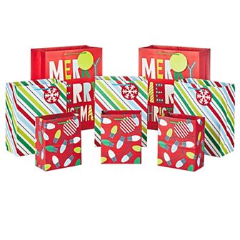 Hallmark Snowman, Snow, & Ornament Christmas Gift Bags in Assorted Sizes 8-Pack