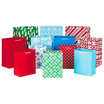 Hallmark Minimalist Design Christmas Gift Bags in Assorted Sizes 12-Pack