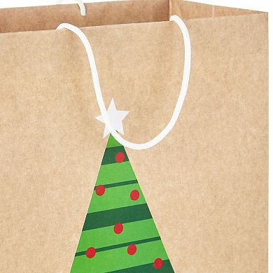 Hallmark Sustainable Kraft Christmas Gift Bags for Kids 8-Pack