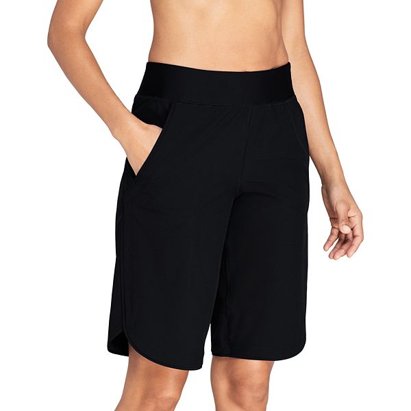 Women's Lands' End 11" Dry Elastic Waist Swim Board Shorts With Panty