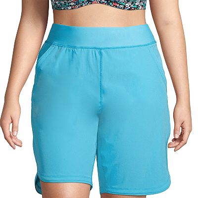 Plus Size Lands End 11 Quick Dry Elastic Waist Swim Board Shorts With Panty