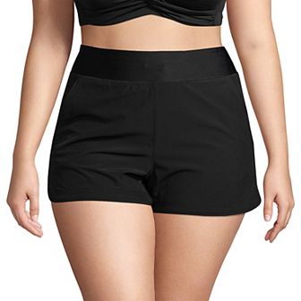 Plus Size Lands' End 3" Quick Dry Swim Board Shorts With Panty