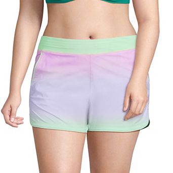 Plus Size Lands' End 3" Quick Dry Swim Board Shorts With Panty