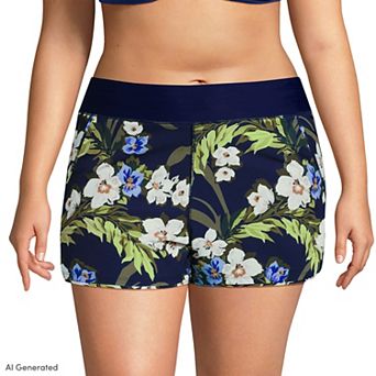 Plus Size Lands' End 3" Quick Dry Swim Board Shorts With Panty